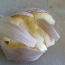Smashed-open garlic.