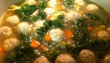 Kale and Chicken Meatball Soup