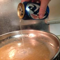 Deglaze the pan with beer. Fancy beer.